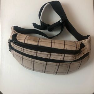 Black and tan plaid Belt Bag